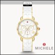 Michele Sporty Sport Sail White and Gold Tone Silicone Wrapped Watch for Women Hot on Sale