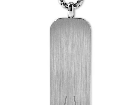 Bulova J96N009 Tuning Fork Logo Dog Tag Pendant Necklace in Stainless Steel, 26  + 2  Extender Men Jewelry Online Hot Sale