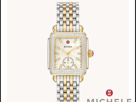 Michele Deco Mid Two-Tone Diamond Stainless Steel Watch for Women Online now