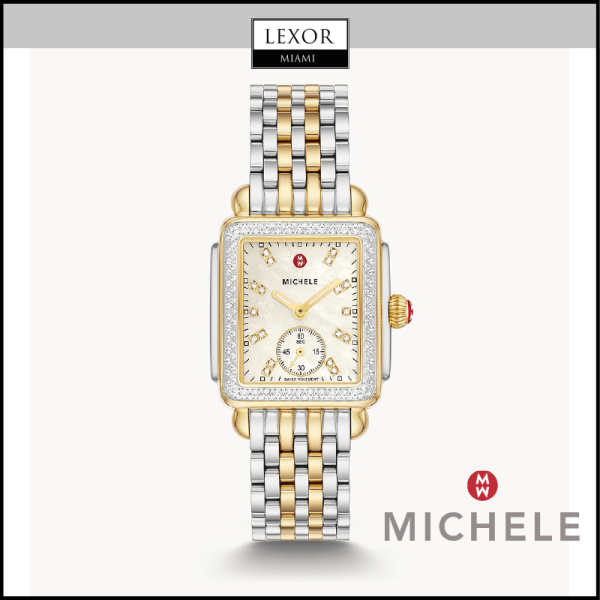 Michele Deco Mid Two-Tone Diamond Stainless Steel Watch for Women Online now