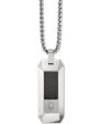 Bulova J96N001 Carbon Fiber Dog Tag Pendant Necklace in Stainless Steel, 26  + 2  Extender Men Jewelry For Sale