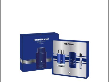 Mont Blanc Explorer Ultra Blue 3.3oz EDP Men Set Hot on Sale