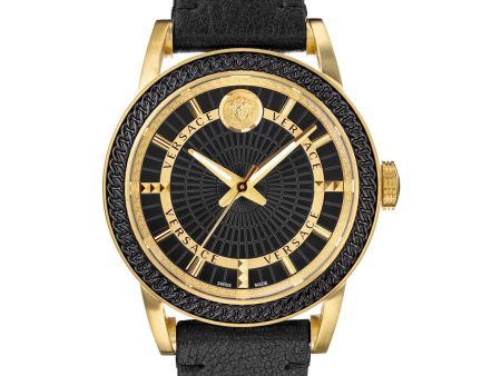 Versace VEPO00320 Code Black Leather Strap Men Watches Online