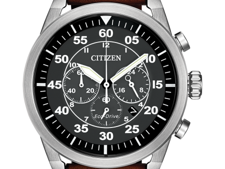 Citizen CA4210-24E Avion Vintage Eco-Drive Brown Leather Strap Men Watches Online now