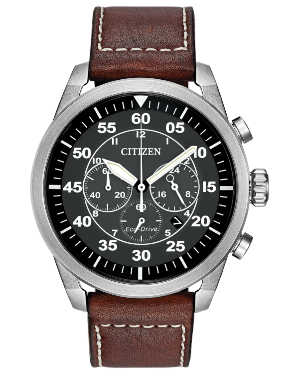 Citizen CA4210-24E Avion Vintage Eco-Drive Brown Leather Strap Men Watches Online now