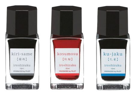 Pilot Iroshizuku 3 Colour Ink Bottle Set - Kirisame + Kosumosu + Kujaku (15ml) Fashion